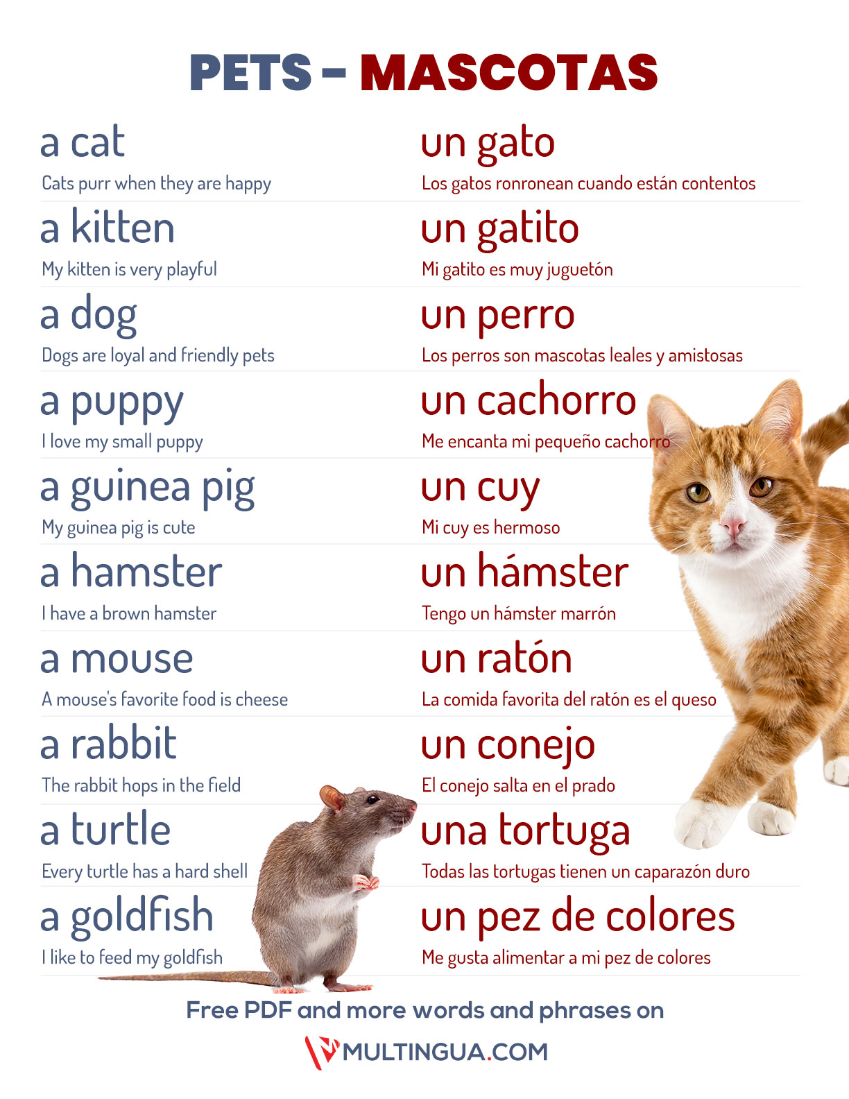 Pets in Spanish – free PDF – Multingua